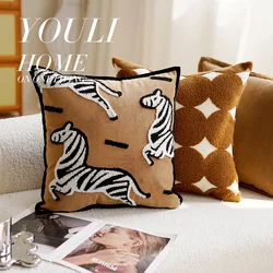 30x50/45x45cm French Light Luxury Zebra Simple Throw Pillow Cover Bay Window Brown Cushion Cover Living Room Couch Pillowcase