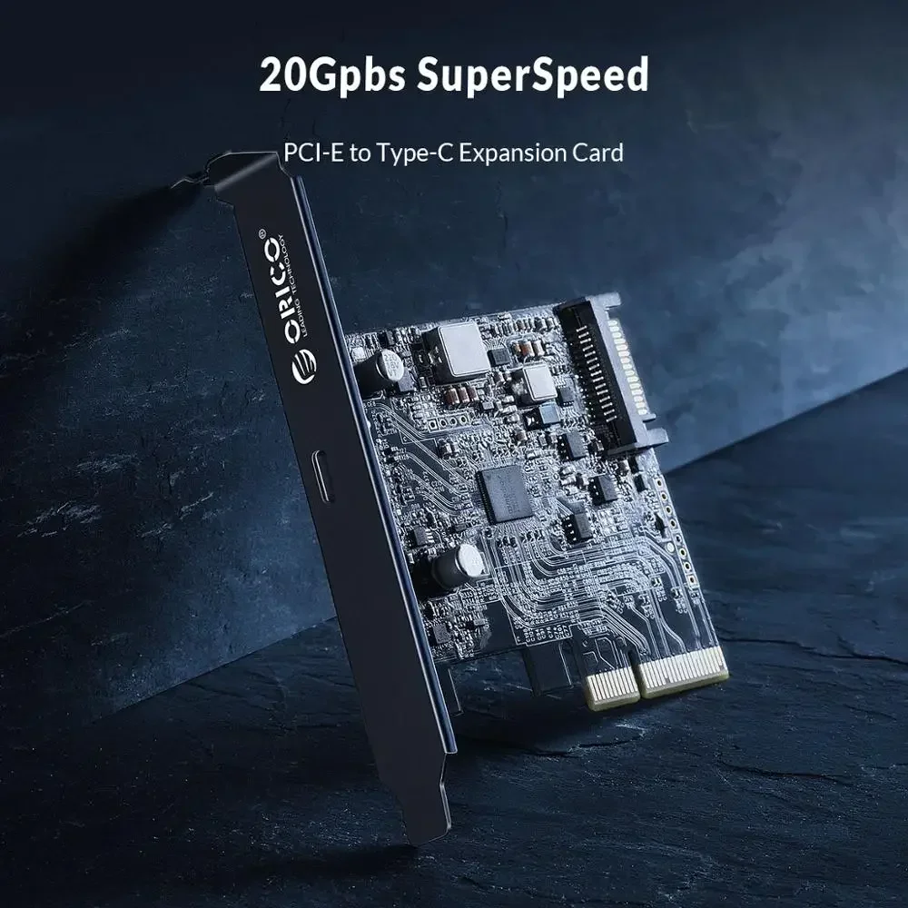 ORICO Expansion Card 20Gbps PCI-E Express card to Type C Expansion Card 2 Ports USB 3.2 Gen2 with 15pin Power for Windows 8 10