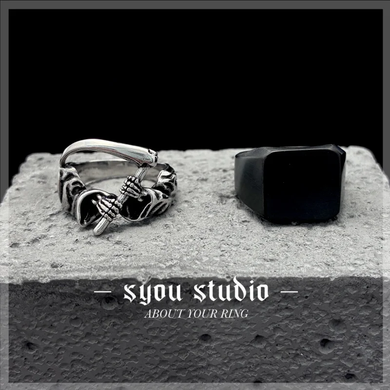 Dead God Ring Rock Skeleton Unisex Stainless Steel Sickle Gift For Men Classic Motorcycle Devil Personalities Jewelry Wholesale