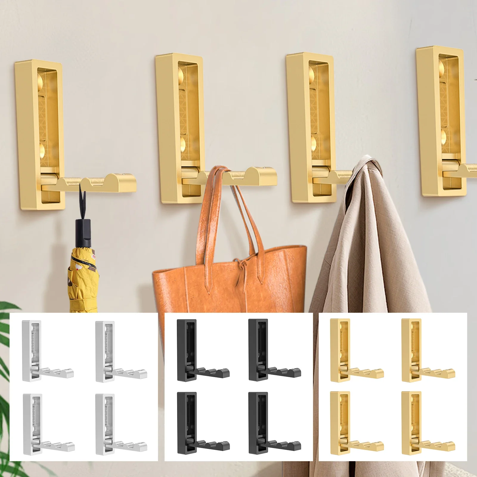 

4 шт. складной невидимый крючок из цинкового сплава выдвижной крючок настенный крючок для ванной комнаты и кухни 90 ° Складная вешалка для одежды