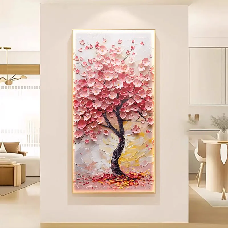 Led الجمالية قماش العمل الفني الحديث شجرة ملونة سكين سميكة النفط اللوحة مجردة Treescape جدار الفن للمنزل ديكور الجدار مصباح