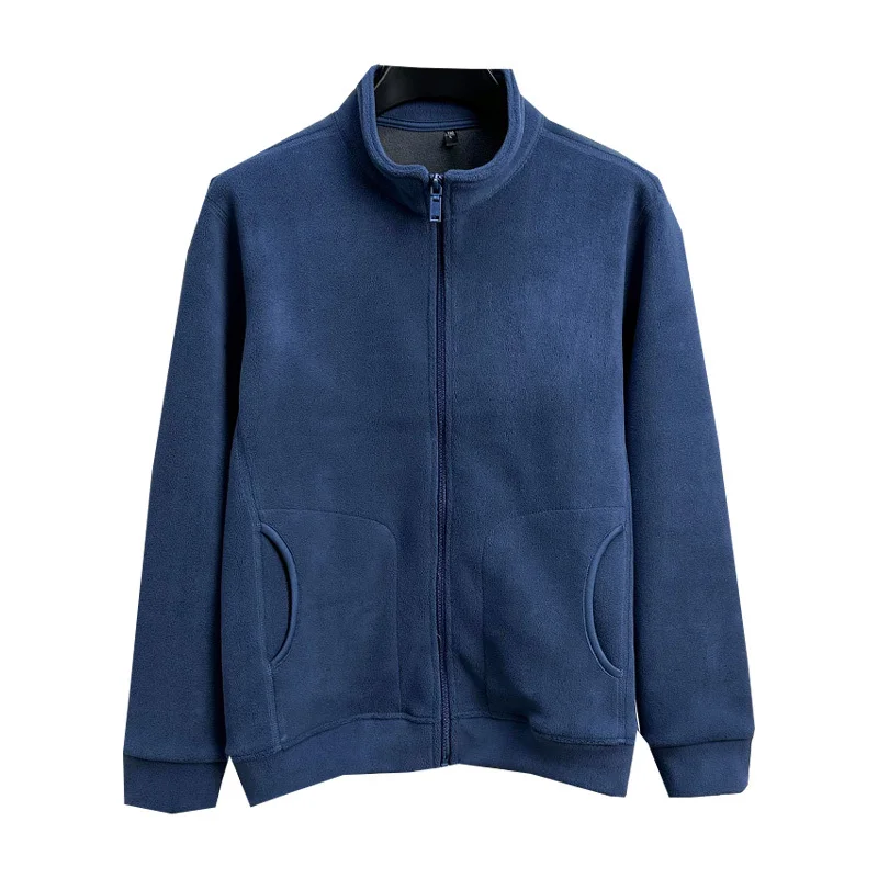 Men's Fleece Lined Stand Collar Jacket Thickened Warm Sweatshirt Outdoor Camping Traveling Clothing Polyester Fiber Winter Coat