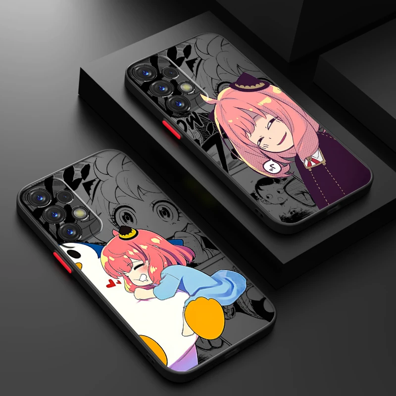 Kawaii Anime SPY×FAMILY Anya Frosted Translucent For Samsung Galaxy S24 S23 S22 S21 S20 FE S10 S9 S8 Plus Ultra Pro 5G Matte