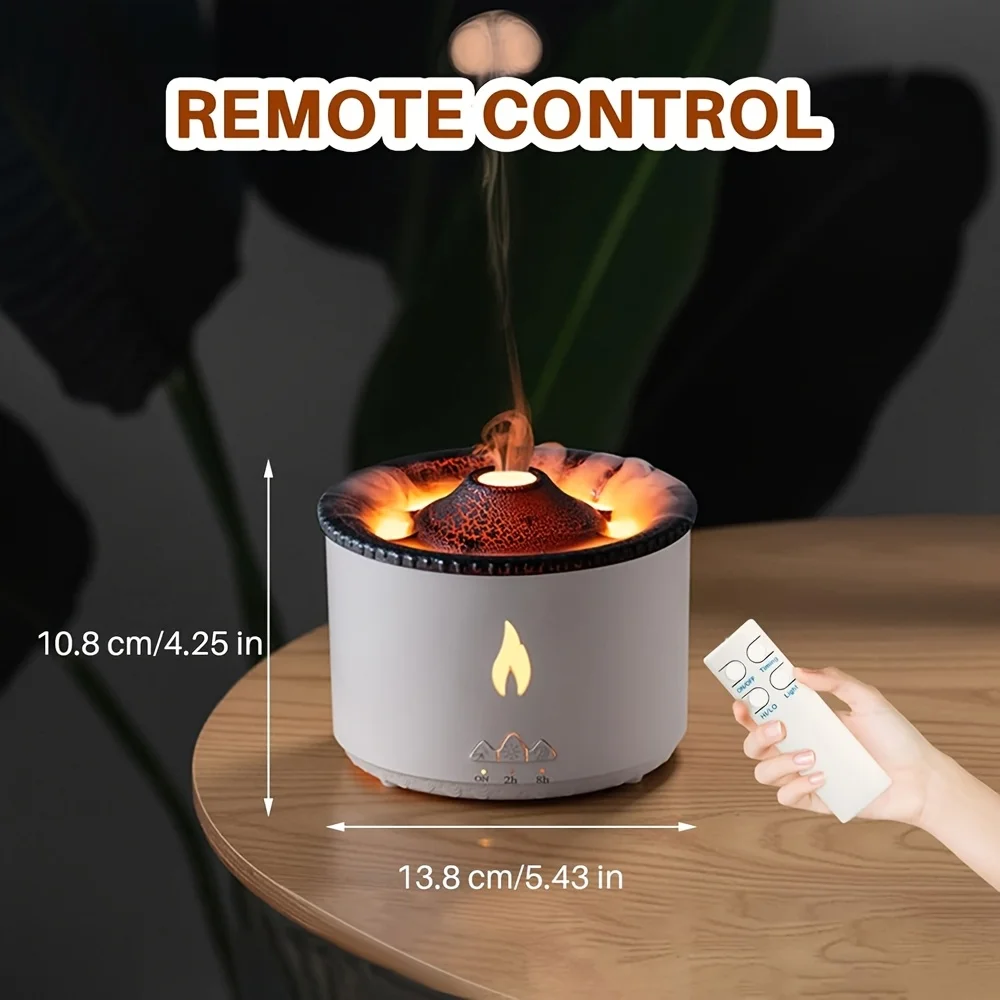 

Ultrasonic Mist Negative Ions Volcano Humidifier 12.17oz Aroma Diffuser 2 Mode Timer & Nightlight Flame Effect 110V/220V US Plug