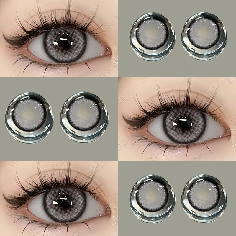 EYESHARE Myopie-Farbkontaktlinsen mit Sehstärke, braune Linsen mit Grad, graue Pupillenlinse, modisch, jährlich