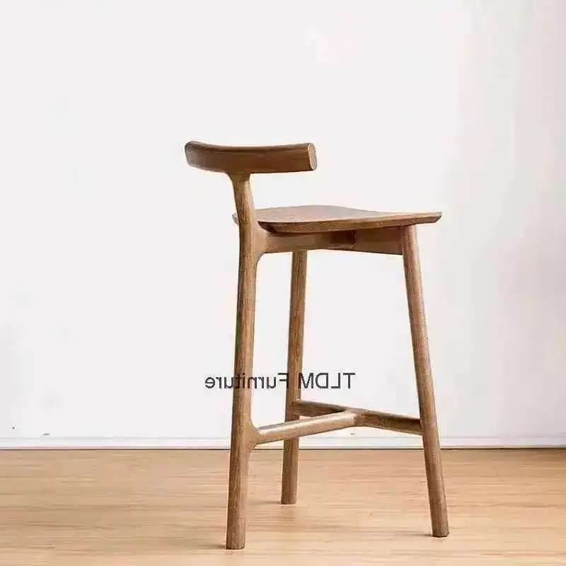 

Современные деревянные табуреты для отдыха, высокий остров, бытовой простой бар, модный стул со спинкой, шезлонг, креативный дизайнерский пара