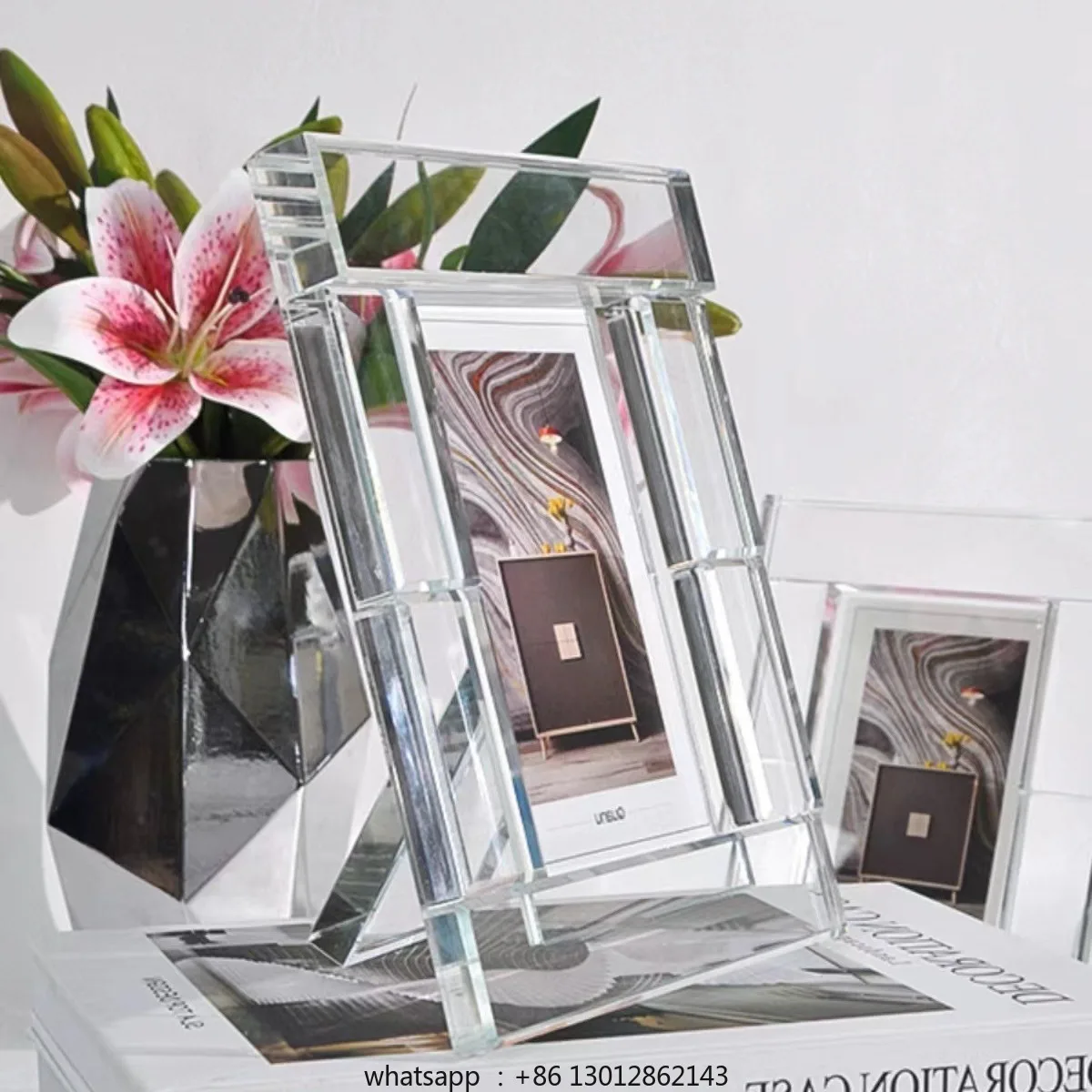 

2026 Transparent crystal frame, glass cube frame, photo storage rack, desktop decoration accessories