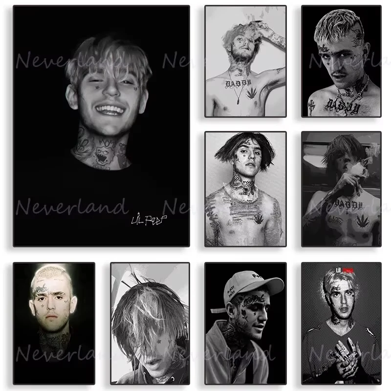 Lil Peep Retro Poster - Vintage Black & White Canvas Wall Art for Hip Hop Fans, Room Decor Aesthetic