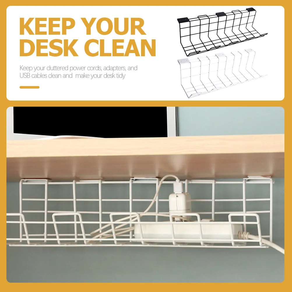 

Комплект из 2 органайзеров для кабелей под столом: прочный лоток для проводов для офиса и дома, для упорядоченного хранения и безвредного размещения кабелей