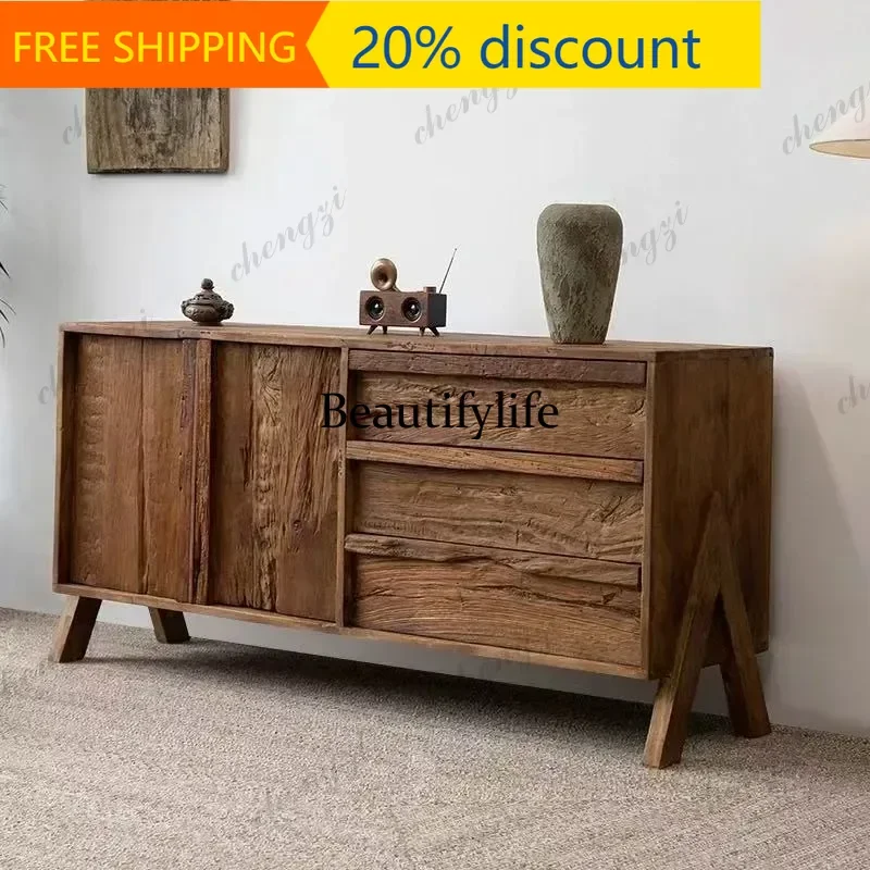 JJ Rustic Long Living Room Cabinets Classic Drawers Wooden Vintage Living Room Cabinets Japanese Meuble Rangement Furniture Home