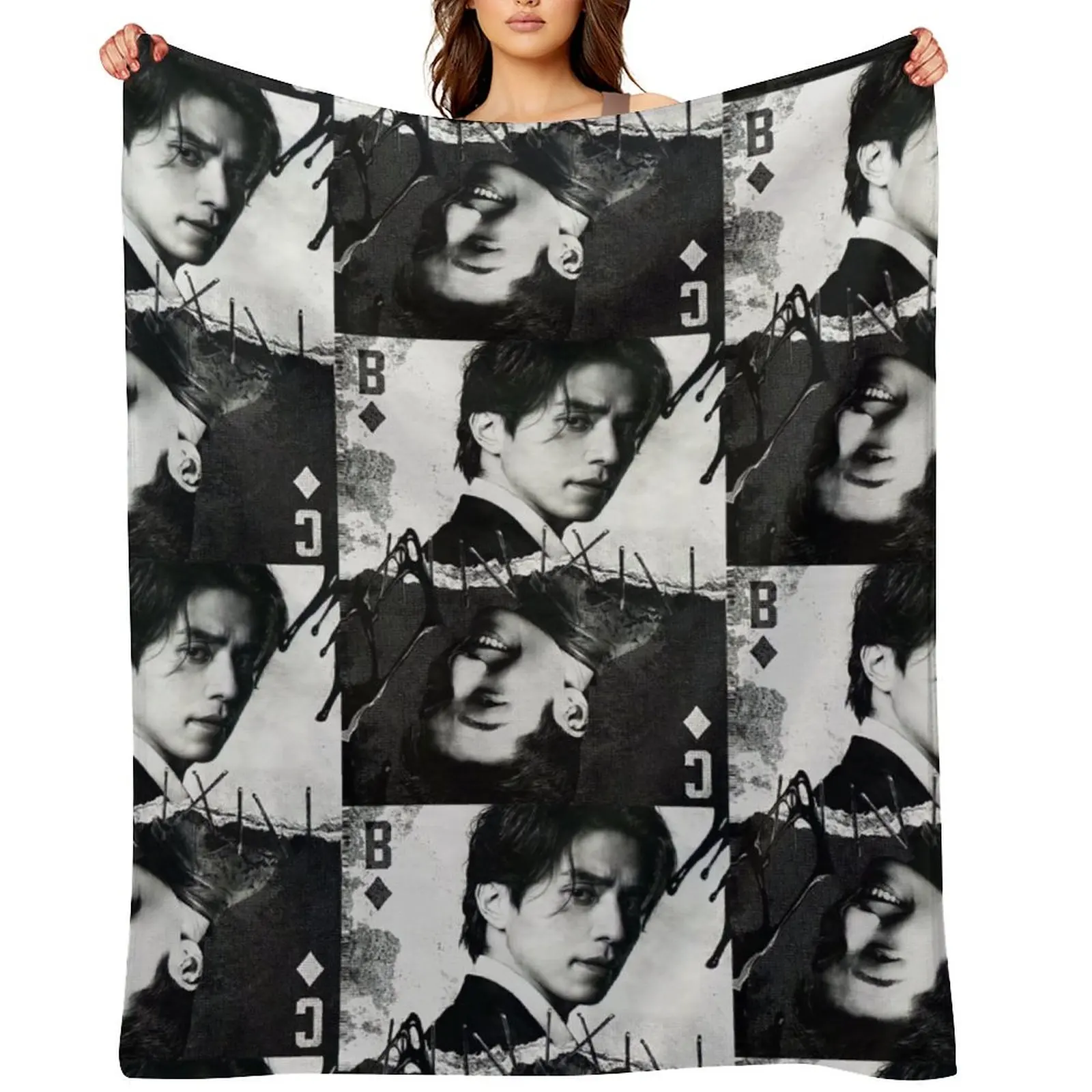 

Bad and Crazy Kdrama - Lee Dong-Wook & Wi Ha-Joon Throw Blanket Flannel Loose cosplay anime Soft Plaid Blankets