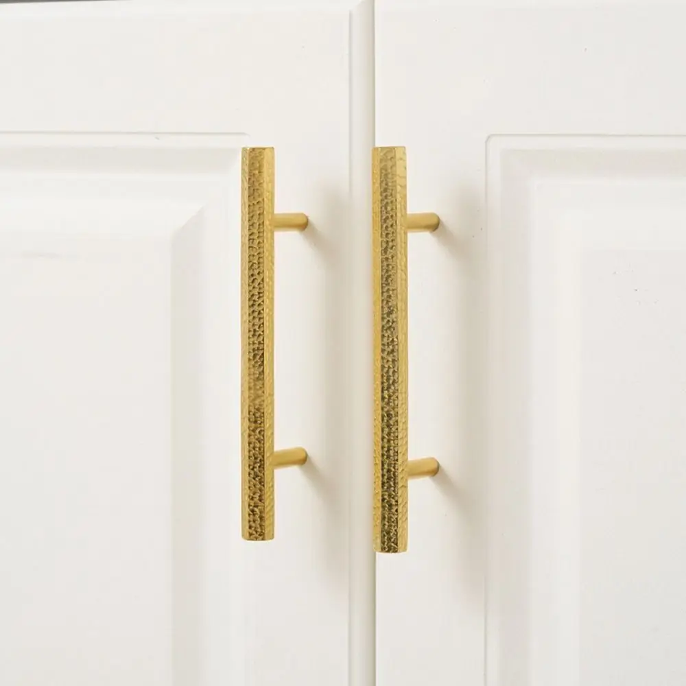 Solid Brass Material Solid Brass Handles Hand-hammered Pattern Hammered Pattern Cabinet Handles Long Handle Golden Finish