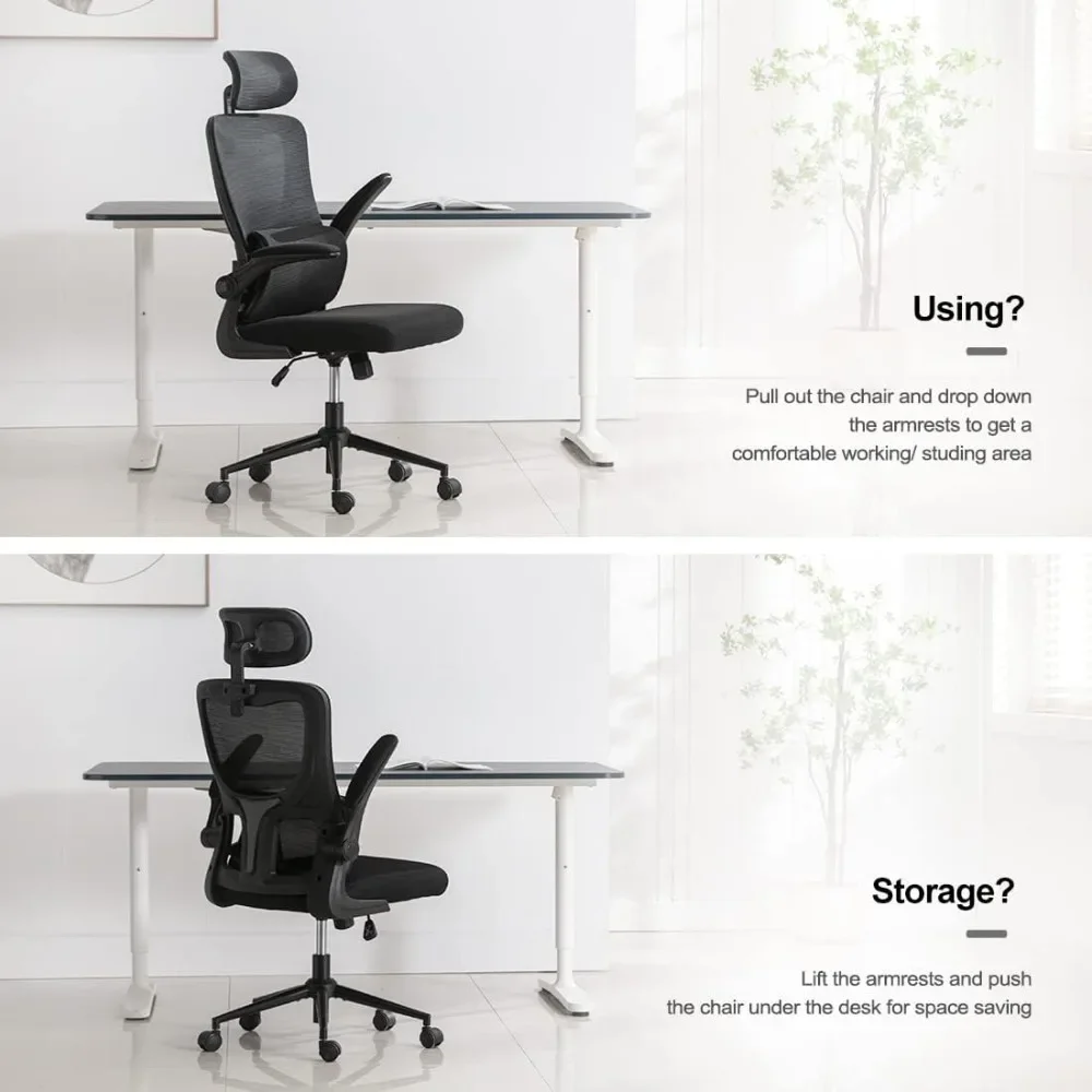 Ergonomic Office Chair: Office Computer Desk Chair with High Back Mesh and Adjustable Lumbar Support Rolling Work Swivel Task