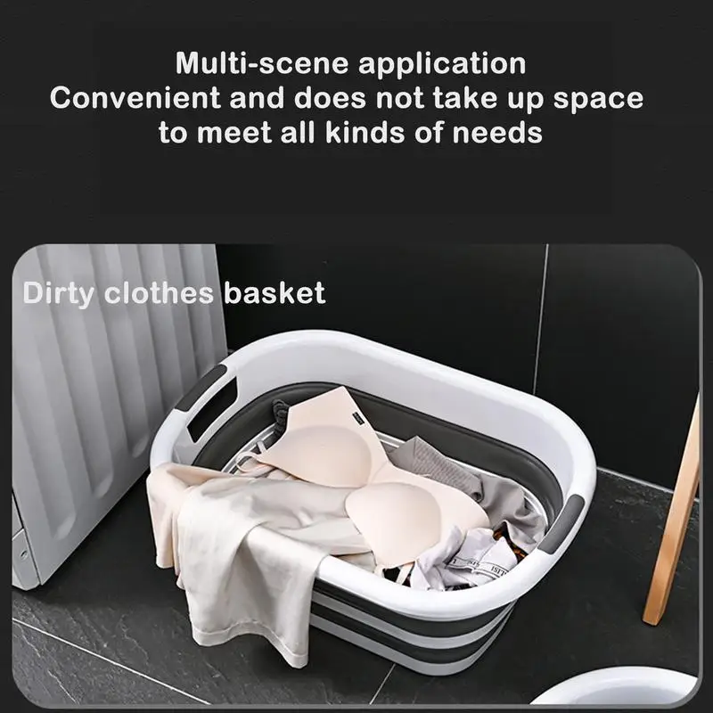 Foldable Laundry Basket Portable Dish Washing Bin Foldable Basin 40L Basket Hamper Space Saving Organizer For Snack Toys Books