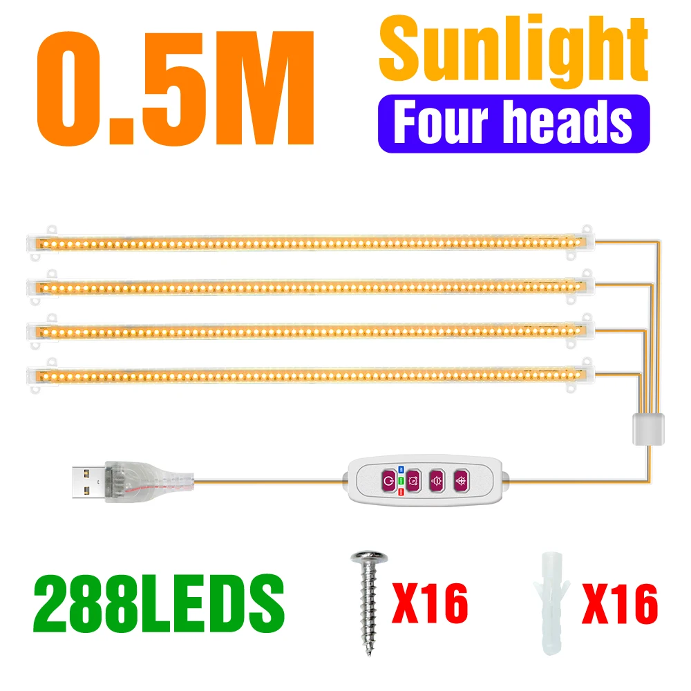 USB DC5V LED Grow Light Strip Volledige Spectrum Planten Teelt Lamp Met 24-uurs Timing Voor Ingemaakte Bloemen Growbox Vullen Verlichting