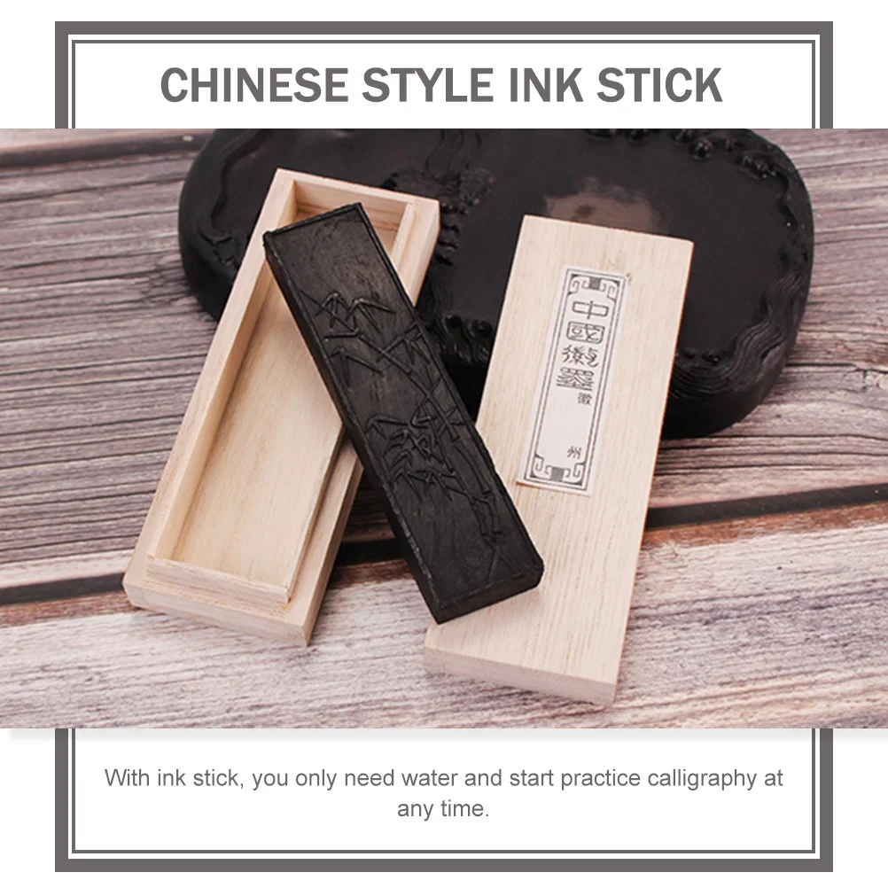 

1 Set Chinese Stick Bar Traditional Calligraphy Painting Tool Practical Ink Block For Writing Art With Box Teaching