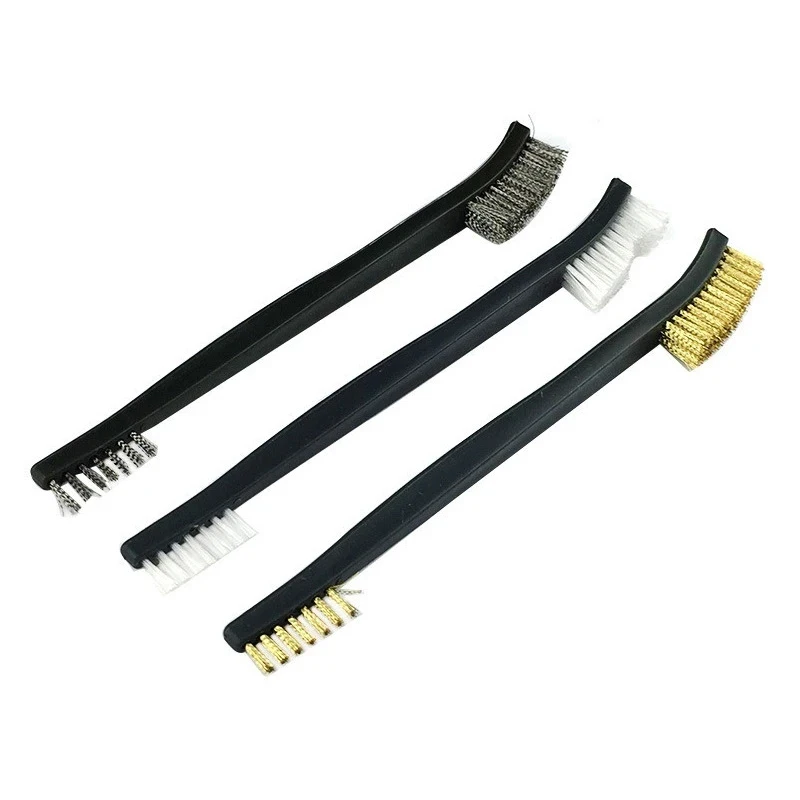 3-20PCS Double-end Mini Wire Brush Set, Stainless Steel, Brass, Nylon Cleaning and Polishing Detail Metal Rust Brush Cleaning To