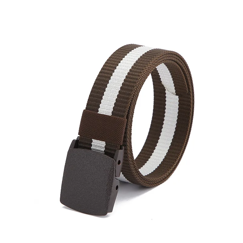 Ceinture en Nylon pour hommes, décontractée, rayée, toile, légère, boucle en plastique, sport de plein air, tactique, vente en gros, nouvelle collection 2022