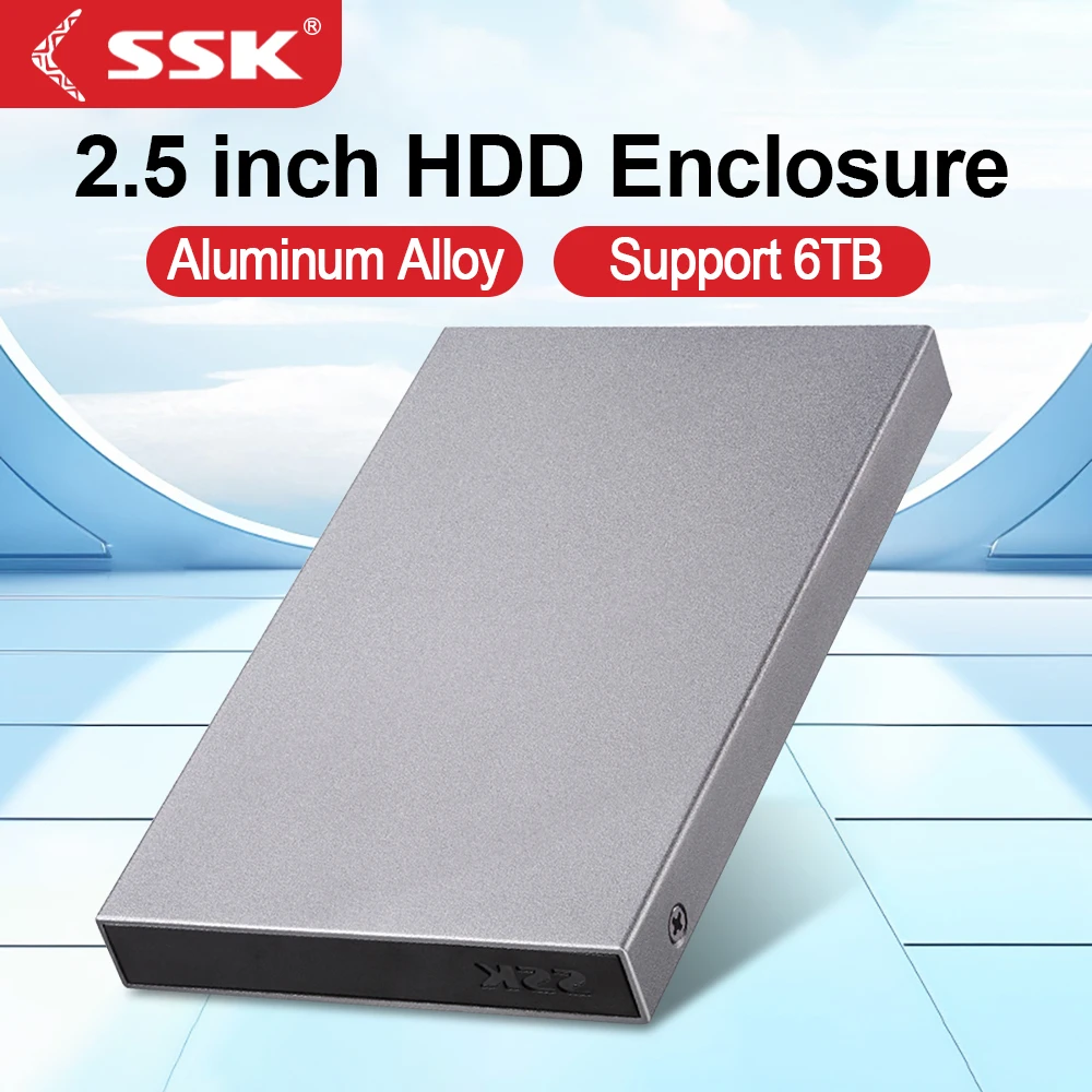 SSK Aluminum 2.5 Inch Hard Drive Enclosure USB C 3.1 6Gbps To SATA External HDD Case Adapter SATA HDD SSD with UASP Compatible