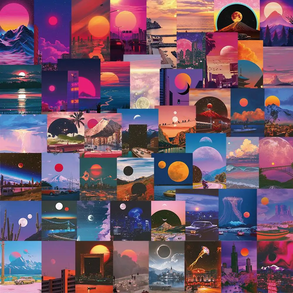 

10/25/50Pcs Sunset Aesthetic Stickers Ins Style Decal Decorative Bottle Luggage Scrapbook Phone Laptop Guitar Car Kids Toy Gift