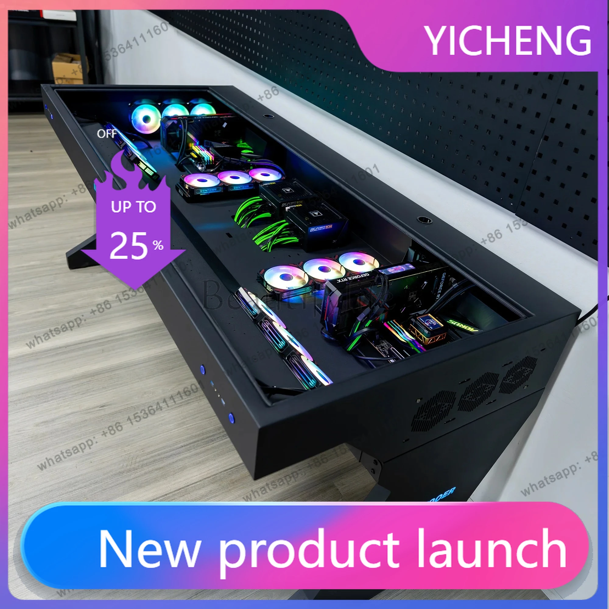 

Computer chassis integrated table, two hosts can be installed for two people, cool large chassis