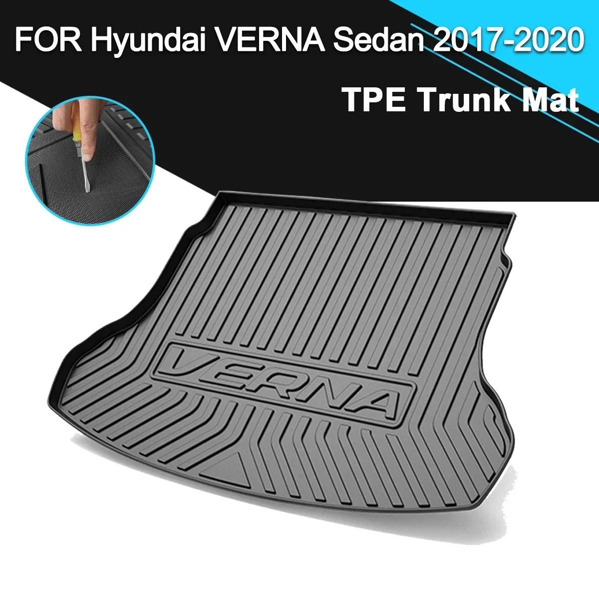 

Car Rear Trunk Cover Mat Rubber TPE Waterproof Non-Slip Cargo Liner Accessories For Hyundai Verna Sedan 2017-2020