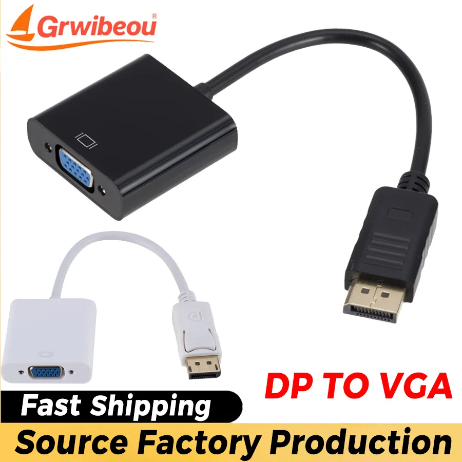 

Grwibeou 1080p DisplayPort To VGA Adapter DP To VGA Converter Male To Female for Projector Computer DTV TV HDVD/Monitor/Laptop