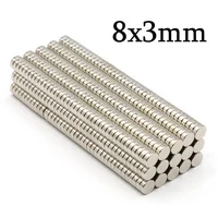 Imán de Neodimio Redondo Superfuerte de 8 mm x 3 mm, Imanes Potentes N35, Imán Permanente Pequeño de NdFeB para Refrigerador, 8x3