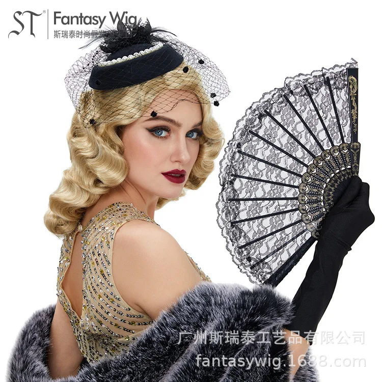 Peruka z dลugimi grzywkami z lat 1980. 1920 XX wieku brฤ
zowa zลoty czarny Retro Gatsby peruka do Cosplay komiksowa wystawa impreza z okazji