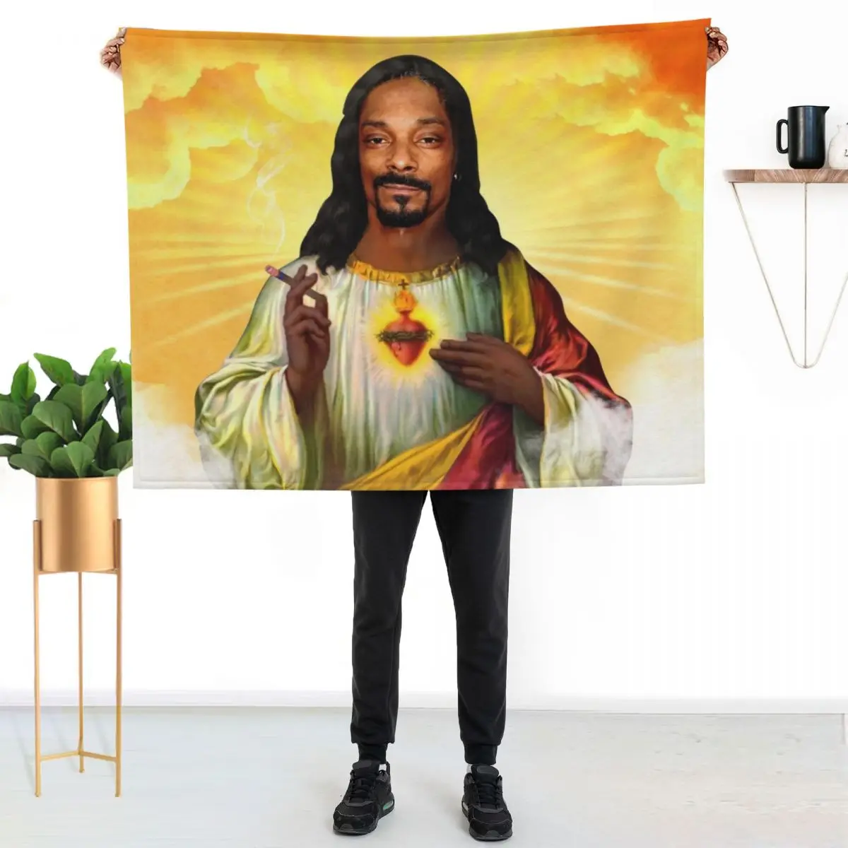 Saint -Jesus snoop dog Throw Blanket Ultra Soft Flannel Fleece Blanket for All Seasons