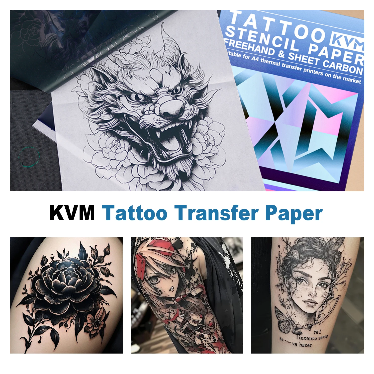KVM 100Pcs Tattoo Transfer Paper A4Paper Size Thermal Copier Stencil Paper for Tattoo Transfer Machine Tattoo Supplies Accessory