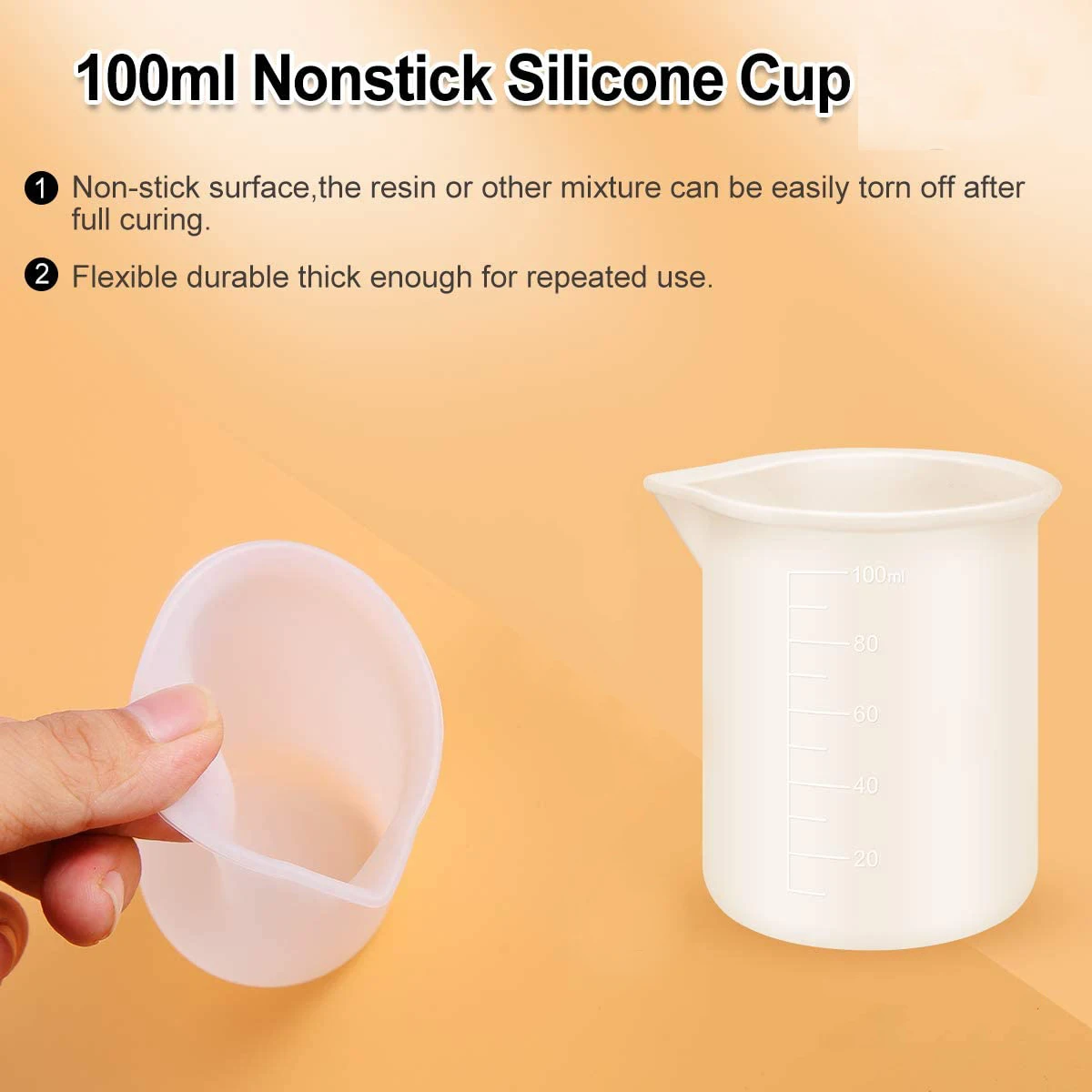 Silicone Tool Set , 3PCS 100Ml Epoxy Resin Mixing Cups with Silicone Mat,3PCS Silicone Stir Stick, 3Pcs Epoxy Resin Cups