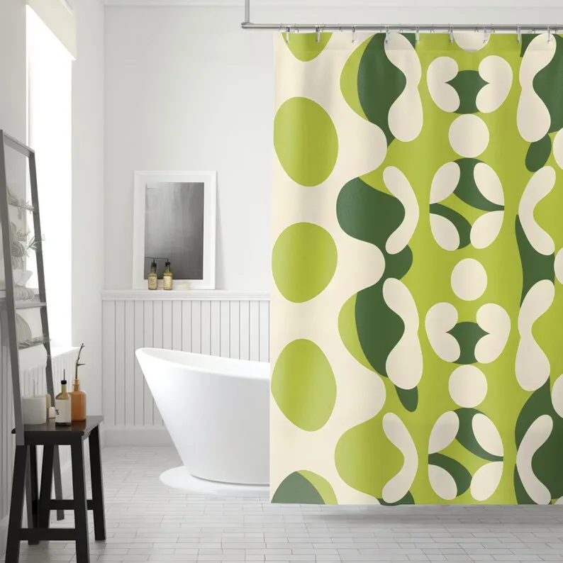 Groovy Pistachio Shower Curtain Abstract Home Decor unique Water Resistant Bath Accessory