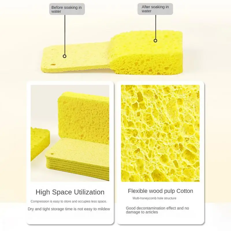 1/5PCS Cleaning Sponge Rubs Compressed Wood Pulp Cotton Wipe Kitchen Dishwashing Sponge Cloth Household Cleaning Tools