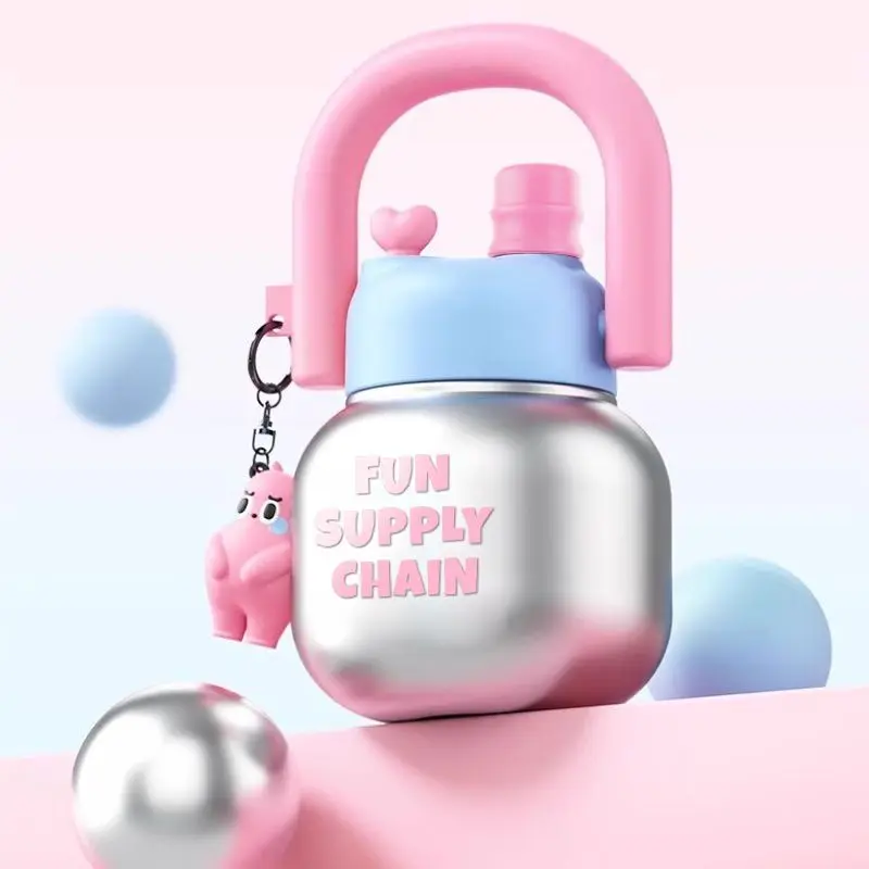 Ins Высококачественная двойная чашка для питья с большим животом для девочек, большая емкость, портативная, устойчивая к высоким температурам, пластиковая чашка с космической соломой