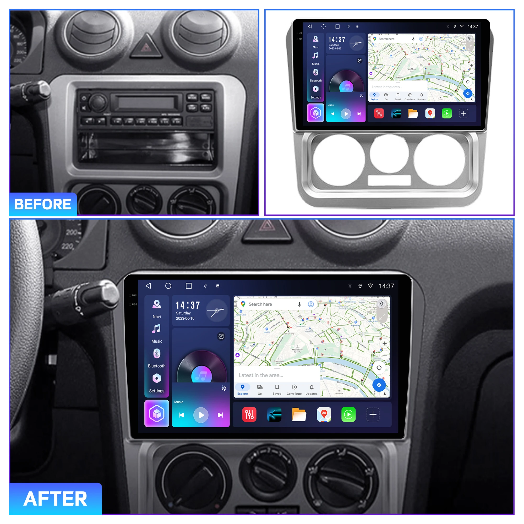 Penhui Android Car DVD Player 2 Din for GEELY CK 2007-2013 Multimedia Screen with DSP, Bluetooth, Audio & CarPlay