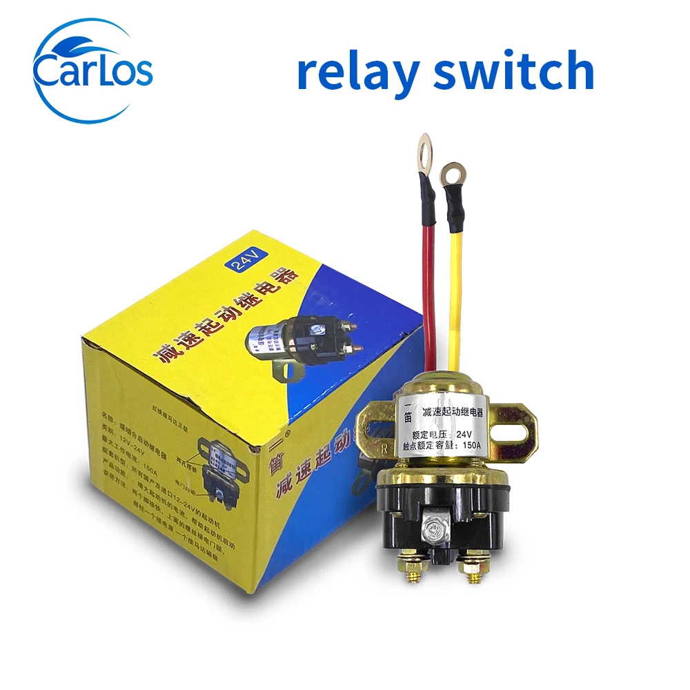 Motor de Arranque para Vehículos Agrícolas y Camiones, 12V/24V, Motor de Desaceleración de Alta Potencia 150A, Relé de Arranque de Cobre Puro