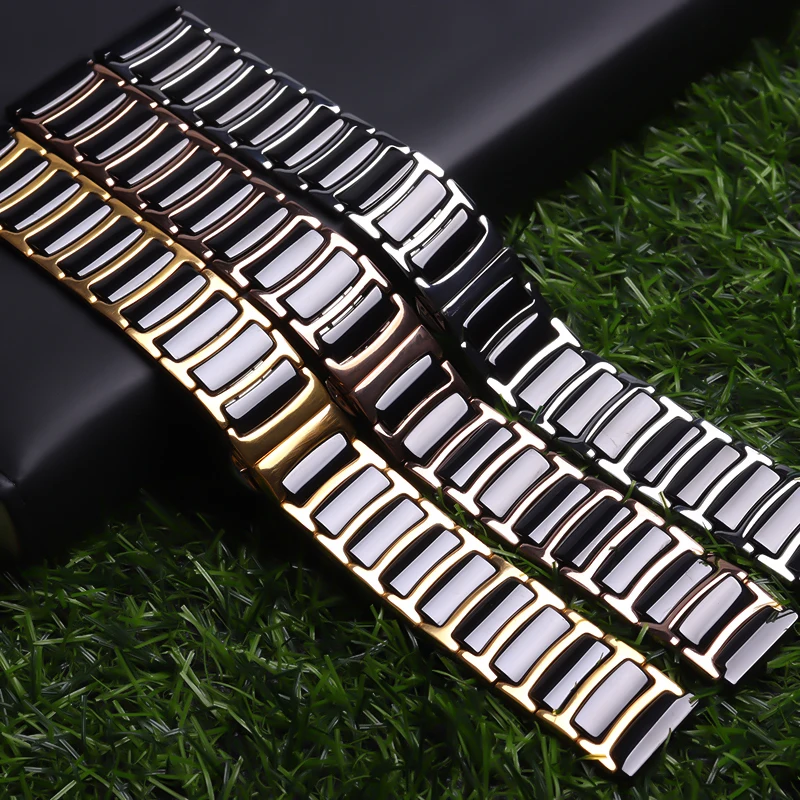 20mm 22mm Watchband Ceramic strap between stainless steel watch band strap for Huawei Smart Watch GT2/watch 2pro/Samsung watch