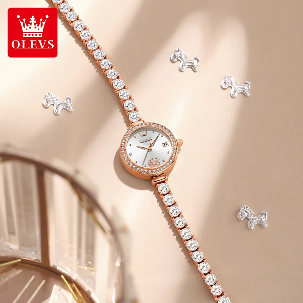 OLEVS 2998 Elegance Quartz Movement Watch For Women Star Moon Unicorn 30m Waterproof Minimalist Dial Romance Calendar Watch