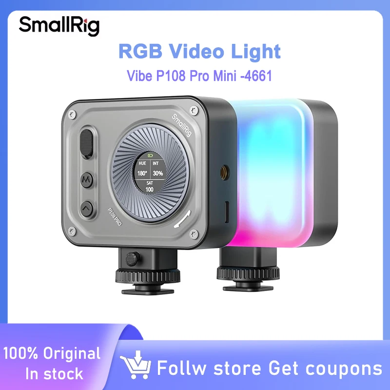 

SmallRig P108 Pro Mini RGB LED Video Light for Photography Cold Shoe Light CRI95+, 2500-6500K, 12 Effects Fill Light Accessories