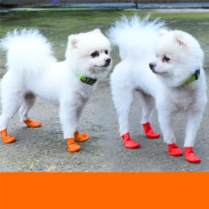 4Pc/Set Waterproof Paw Protector Balloon Rubber Rain Boots Cat Socks Footwear Anti Slip Pet Dog Shoes Puppy