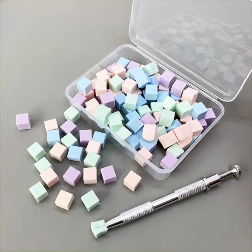 200Pcs Coloring Stamping Gradient Nail Sponge Set High Rebound Square DIY Manicure Makeup Sponge with Grabbing Pen Soft