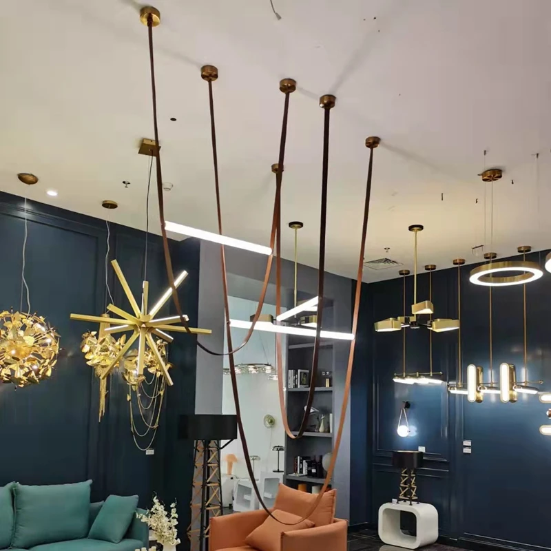 Cinto de Designer italiano CONDUZIU a Lâmpada Tubo Combinação Lustre Suspensão para Sala estar Bar Lobby Do Hotel Pingente Iluminação Decoração