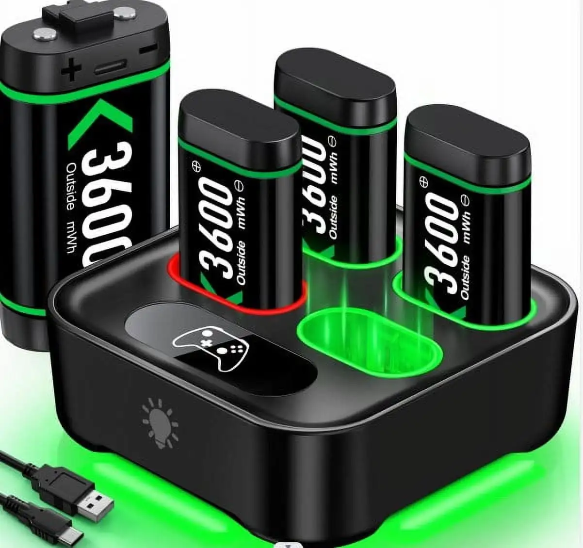 

Зарядное устройство для контроллера Xbox One Аккумулятор с USB-перезаряжаемой станцией Xbox One емкостью 4x3600 мВтч