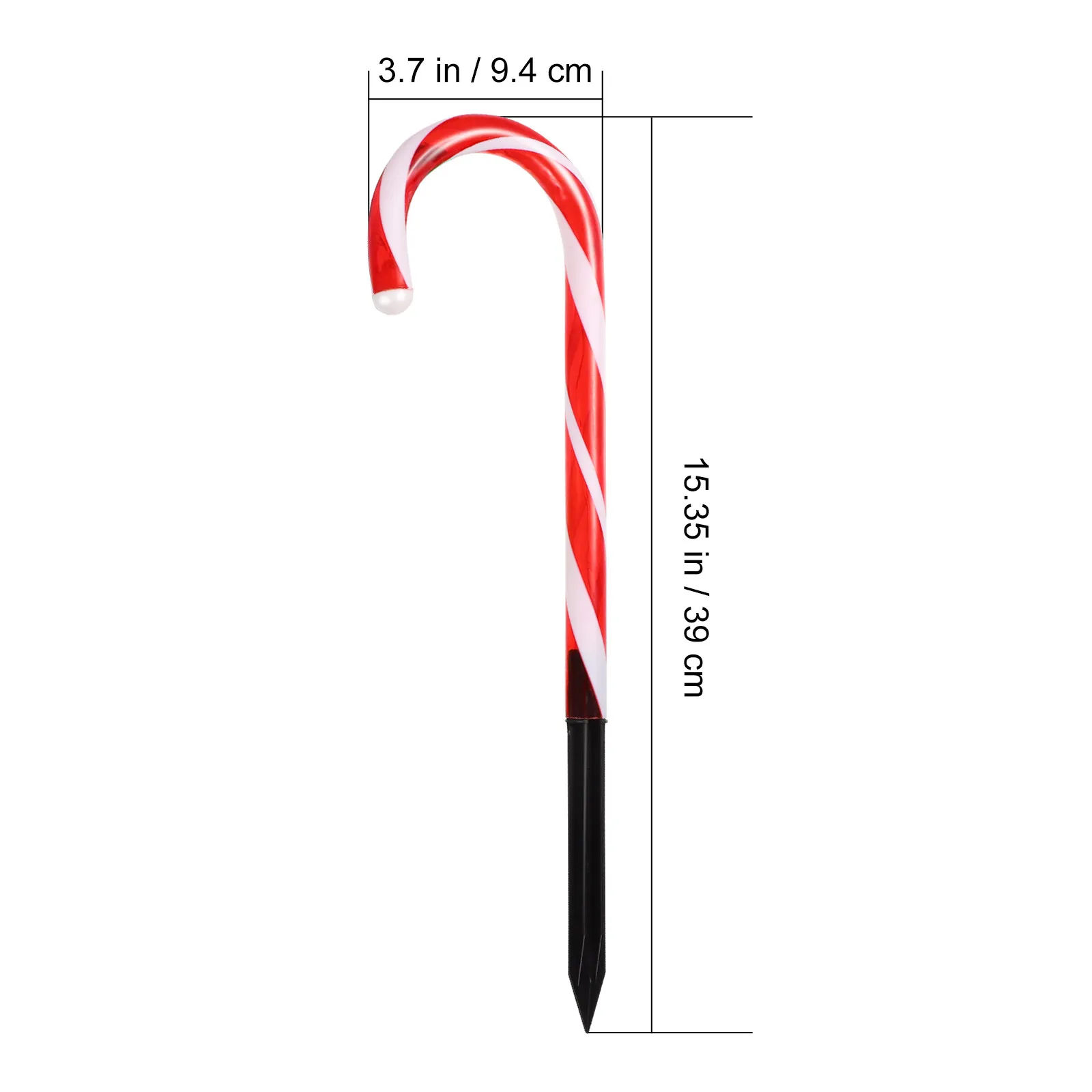 2Sets Solar Powered LED Crutch Lamp Creative Candy Cane Lights Outdoor Lawn Garden Christmas Pathway Markers Waterproof