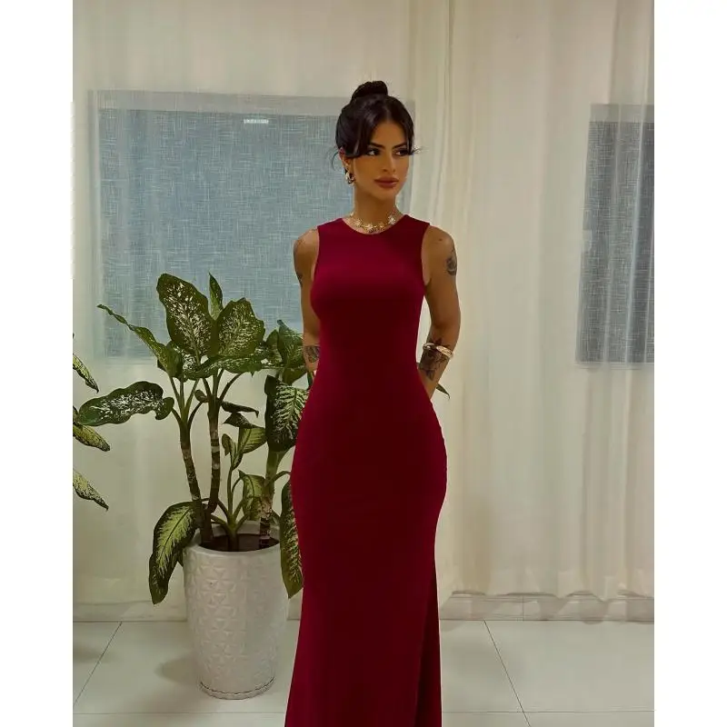 

BABYONLINE 2026 Новое платье-русалка из однотонного джерси, сексуальное женское платье для подружек невесты, летнее вечернее платье-русалка, свадебное платье