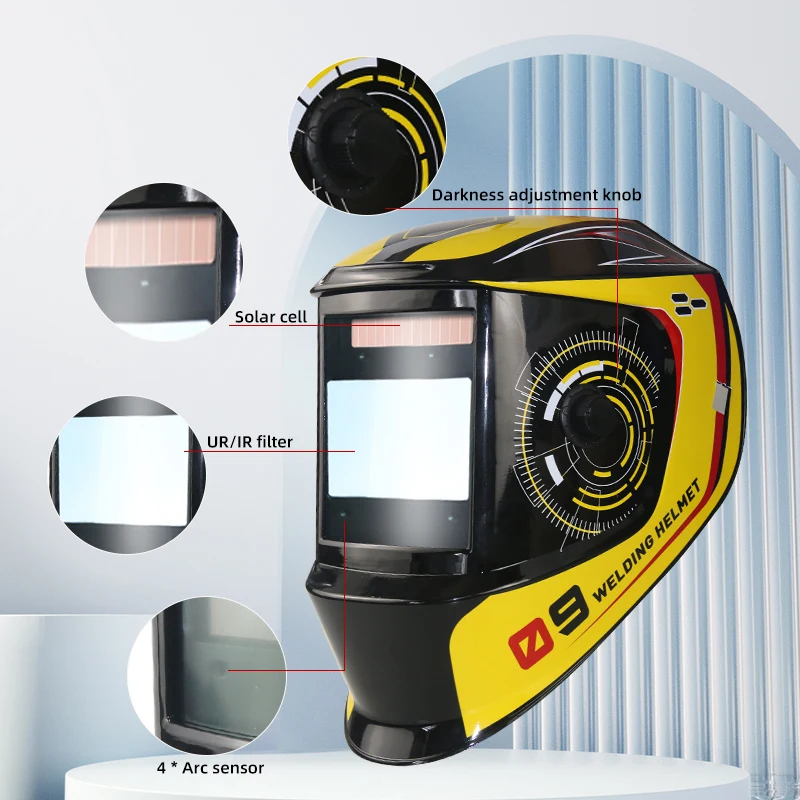 Big 4 Arc Sensor DIN5-DIN13 Solar Auto Darkening TIG MIG MMA Grinding True Color Welding Mask/Welder Cap/Welder Glasses PC Cover