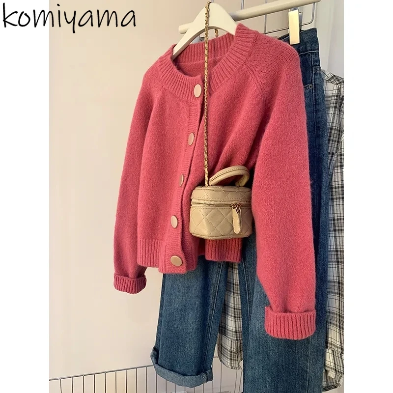 

Корейский вязаный кардиган, осенний ленивый свободный женский свитер 2025 года, с круглым вырезом и длинными рукавами, Ropa De Mujer, модные кардиганы, одежда