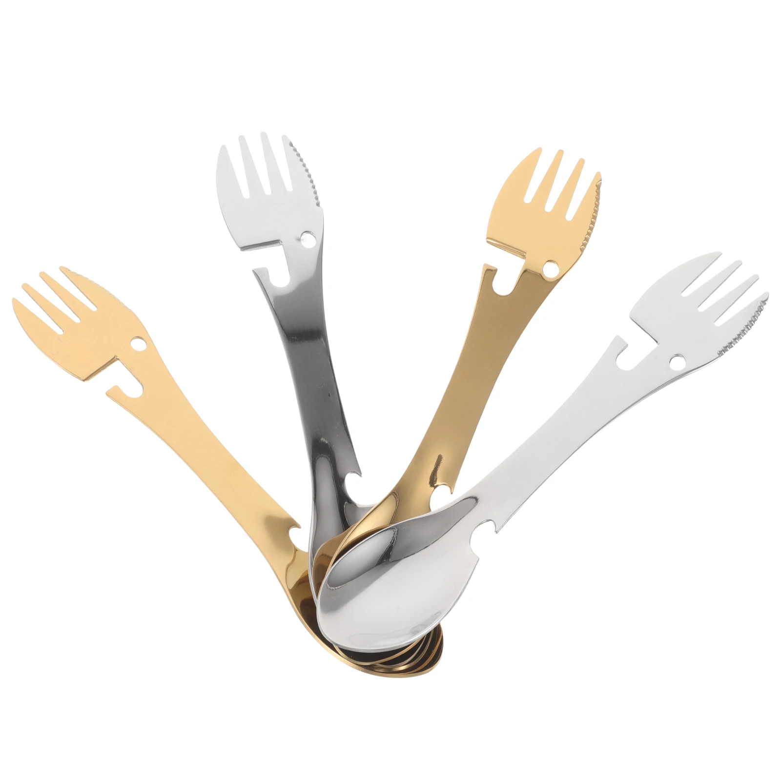 

4 Pcs Multifunctional Knife Bottle Opener Camping Eating Utensils Backpack Spoon Backpacking Stainless Steel Fork Travel Spork