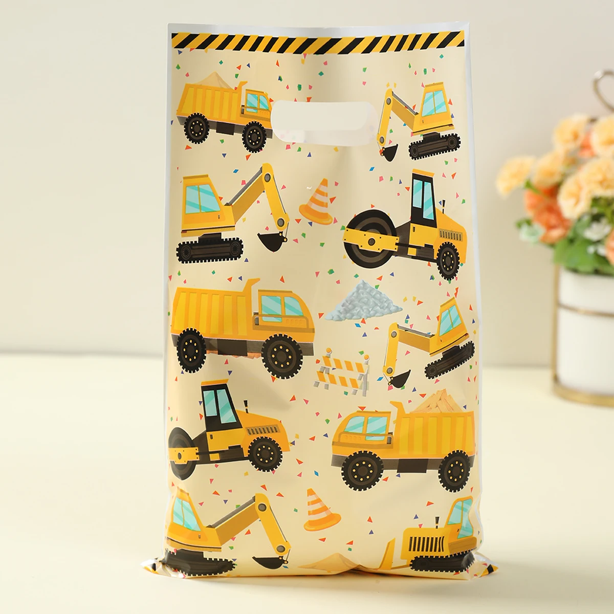 Construction Theme Hand Bags Boys Birthday Party Supplies Excavator Vehicle Birthday Gift Bags Construction Birthday Decoration